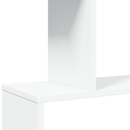 Преграда за стая, библиотека, 4 нива, бяла, 70x24x129 см, инженерно дърво