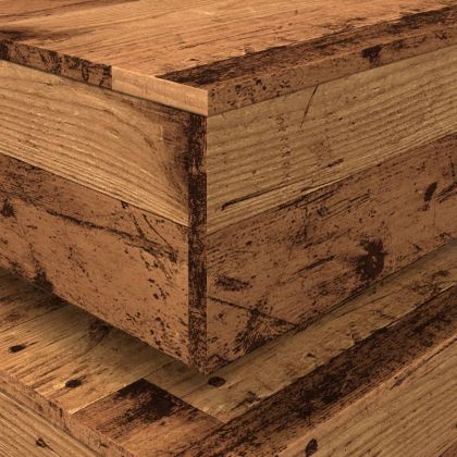 Маса за кафе с LED осветление, старо дърво, 50x50x40 см