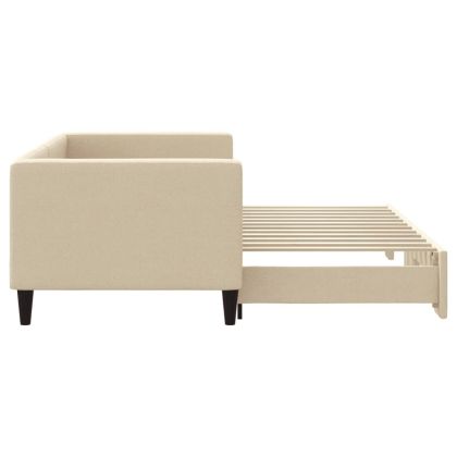 Канапе с изтеглящо разтегателно легло кремаво 80x200 см плат