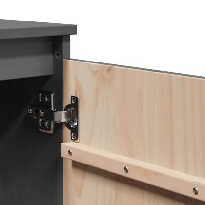 Страничен шкаф, сив, 60x36x65 см, борово дърво масив