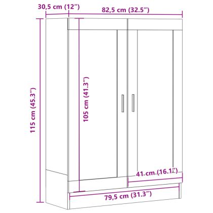 Шкаф за книги, старо дърво, 82,5x30,5x115 см, инженерно дърво