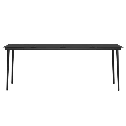 Градински трапезен комплект с възглавници 7 части черен