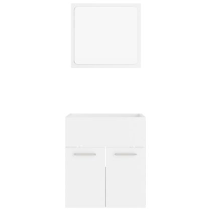 Комплект мебели за баня, 2 бр, бял, ПДЧ