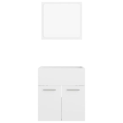 Комплект мебели за баня от 2 части, бял гланц, ПДЧ