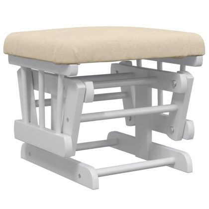 Плъзгащ се стол с табуретка, кремавобял, текстил