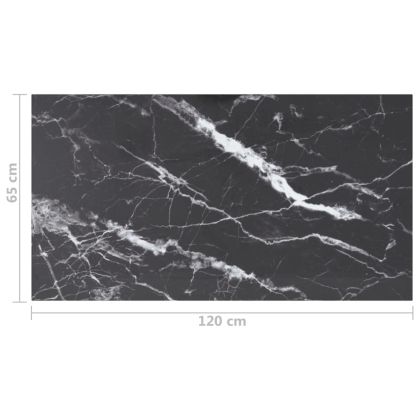 Плот за маса черен 120x65см 8мм закалено стъкло мраморен дизайн