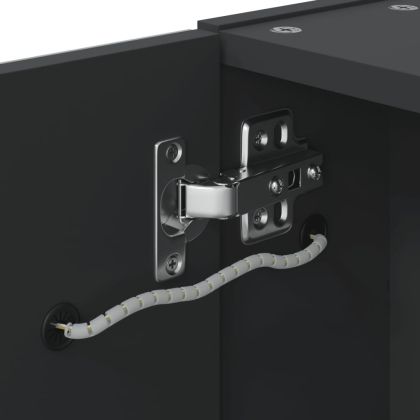 Огледален шкаф за баня с LED осветление черен 60x13x52 см