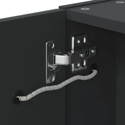 Огледален шкаф за баня с LED осветление черен 45x13x52 см