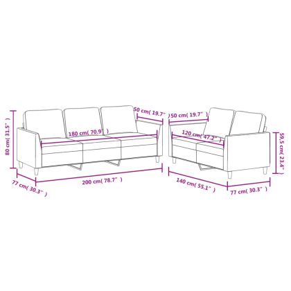 Комплект дивани от 2 части с възглавници кремав изкуствена кожа