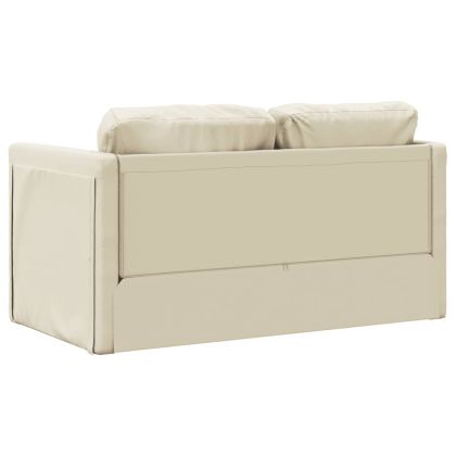 Подов разтегателен диван 2-в-1 кремав 112x174x55 см еко кожа
