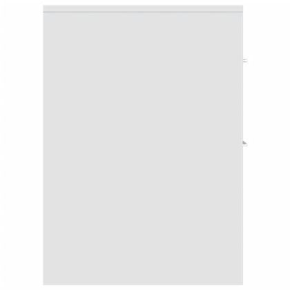 Тесен скрин за баня с колелца, бял, инженерно дърво