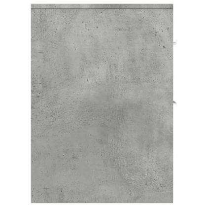 Тесен скрин за баня с колелца, бетонно сив, инженерно дърво