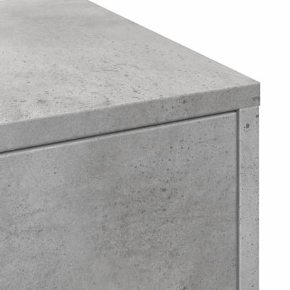 Тесен скрин за баня с колелца, бетонно сив, инженерно дърво