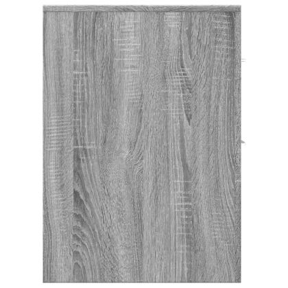 Тесен скрин за баня с колелца, сив сонома, инженерно дърво