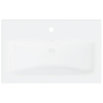 Шкаф за баня с вградена мивка, черен, ПДЧ