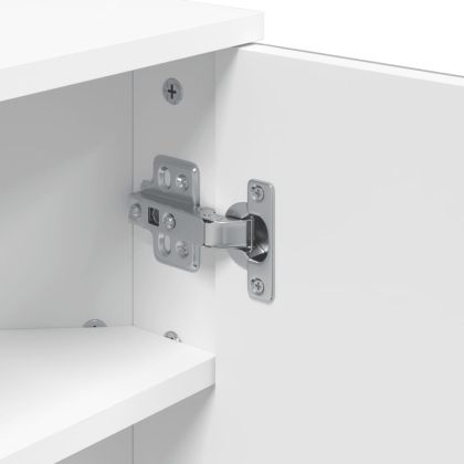 Ъглов шкаф с огледало за баня бял 30x24x60 см