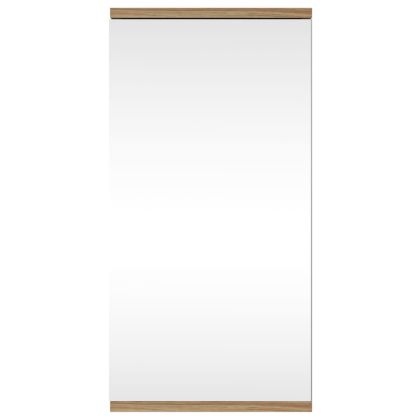 Ъглов шкаф с огледало за баня, дъб, 30x24x60 см