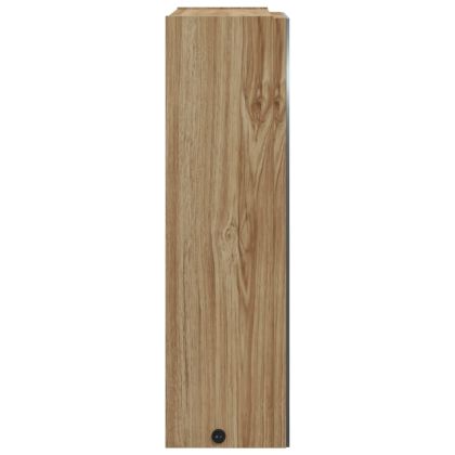 Огледален шкаф за баня с LED осветление, дъб, 45x13x52 см