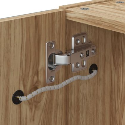 Огледален шкаф за баня с LED осветление, дъб, 45x13x52 см