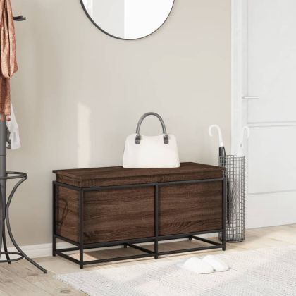 Сандък за съхранение с капак кафяв дъб 100x40x51,5 см ПДЧ