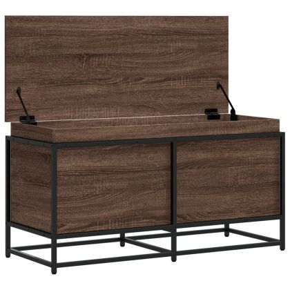 Сандък за съхранение с капак кафяв дъб 100x40x51,5 см ПДЧ