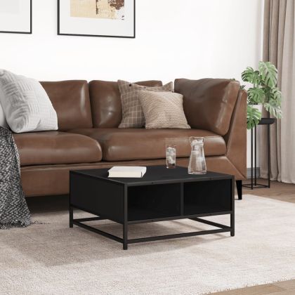 Кафе маса, черна, 60,5x60,5x30 см, инженерно дърво и метал