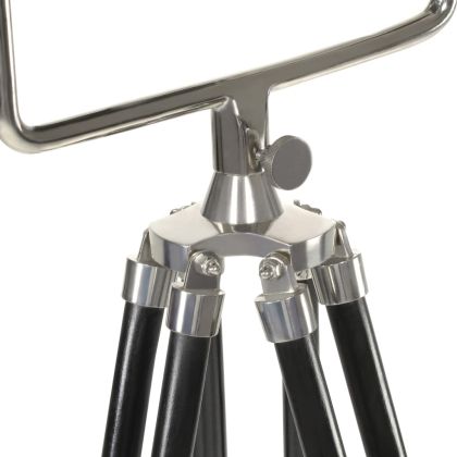 Наземна лампа на статив, черна, мангово дърво масив, 171 см