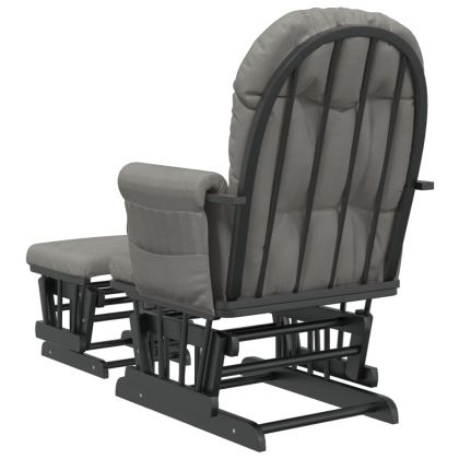 Плъзгащ се стол с табуретка, светлосив, текстил