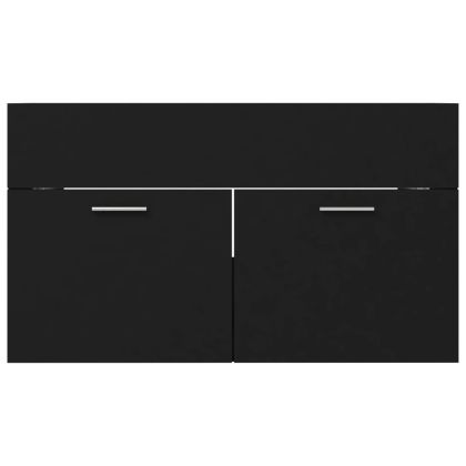 Долен шкаф за мивка, черен, 80x38,5x46 см, инженерно дърво