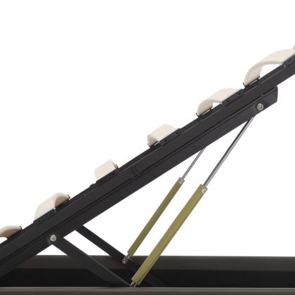 Легло с повдигащ механизъм и LED сиво еко кожа 90x200 cм