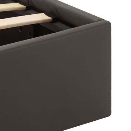 Легло с повдигащ механизъм и LED сиво еко кожа 90x200 cм