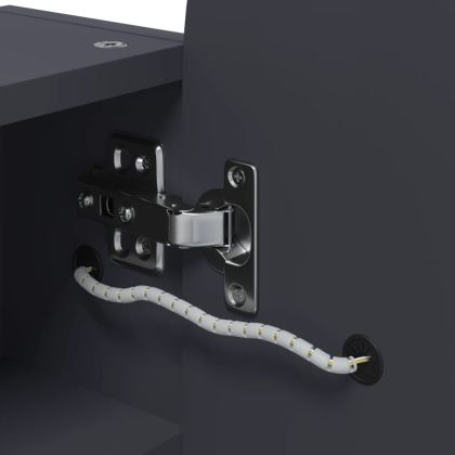 Огледален шкаф за баня с LED светлина дъговиден сив 42x13x70 см