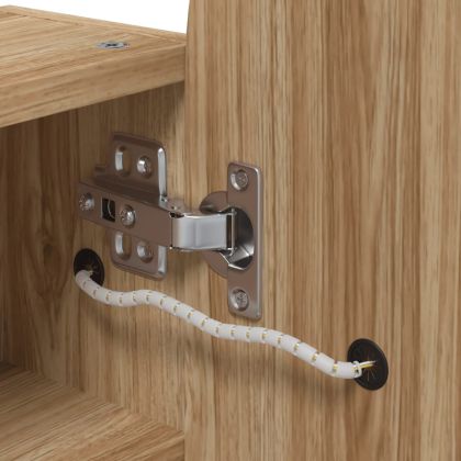 Огледален шкаф за баня с LED светлина дъговиден дъб 42x13x70 см