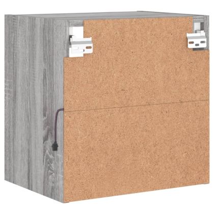 Нощно шкафче с LED осветление, сив сонома, за стенен монтаж