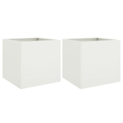 Кашпи, 2 бр, бели, 42x40x39 см, стомана