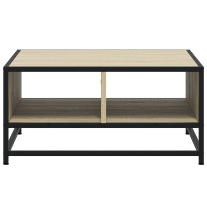 Кафе маса, сонома дъб, 60,5x60,5x30 см, инженерно дърво и метал