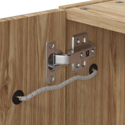 Огледален шкаф за баня с LED светлина, дъб, 60x13x52 см