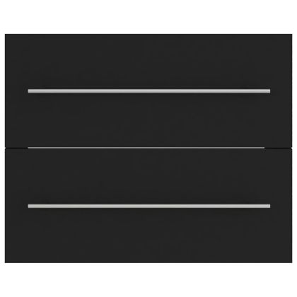 Долен шкаф за мивка, черен, 60x38,5x48 см, инженерно дърво