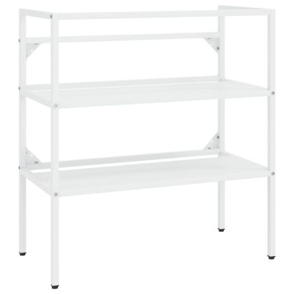 Рамка за мивка за баня, бяла, 79x38x83 см, желязо