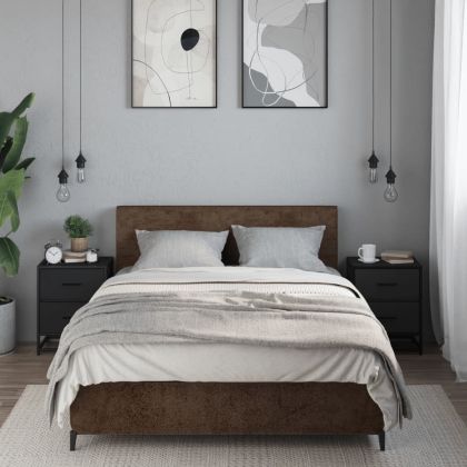 Нощни шкафчета, 2 бр, черни, 40x31x50 см, инженерно дърво