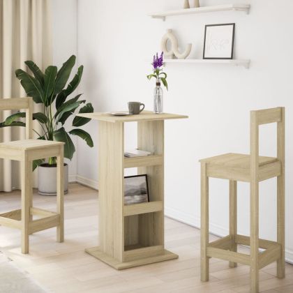 Бар маса с рафт, дъб сонома, 60x60x102 см, инженерно дърво