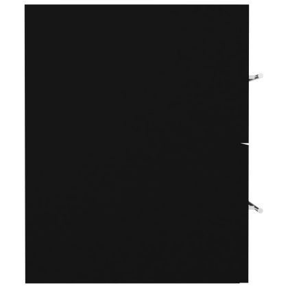 Шкаф за мивка с вградена мивка, черен, инженерно дърво