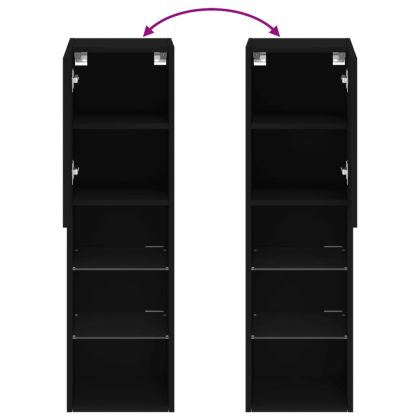 ТВ шкаф с LED осветление, черен, 30,5x30x102 см