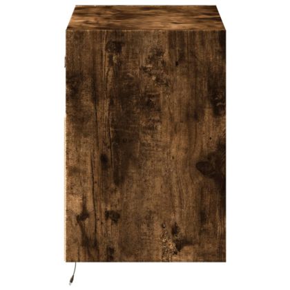 Стенен ТВ шкаф с LED осветление, опушен дъб, 80x31x45 см