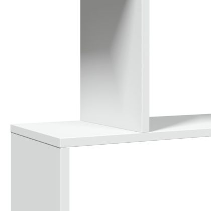 Преграда за стая, библиотека с 3 нива, бяла, 70x24x97 см, инженерно дърво