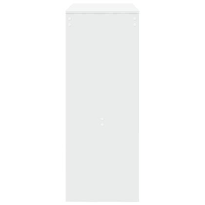 Бар маса с рафтове, бяла, 90x40x103,5 см, инженерно дърво