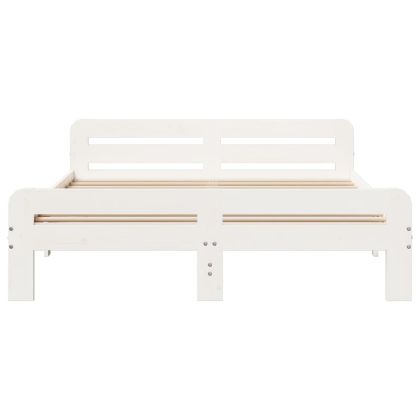 Рамка за легло без матрак, бял, 160x200 см, бор масив
