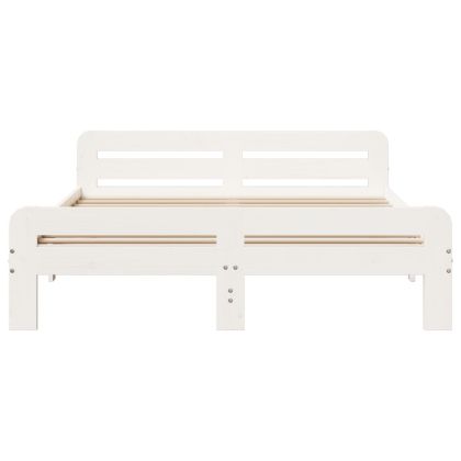 Рамка за легло без матрак, бял, 140x200 см, бор масив