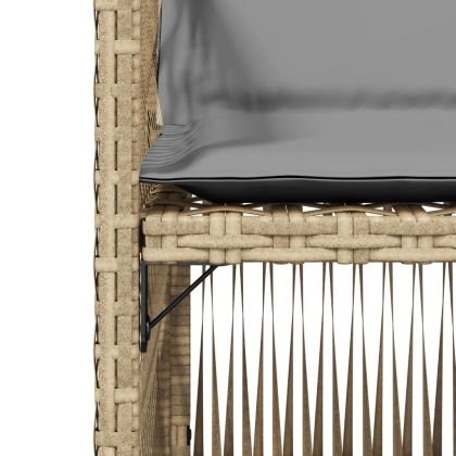 Градински столове с възглавници, 4 бр, бежови полиратан