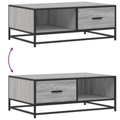 Кафе маса, сив сонома, 90x57x35 см, инженерно дърво и метал